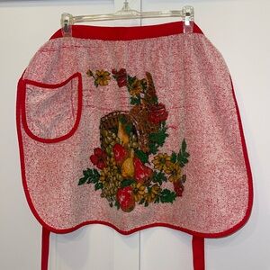 Terrycloth Cornucopia  Retro MCM Vintage Half Apron Pocket
